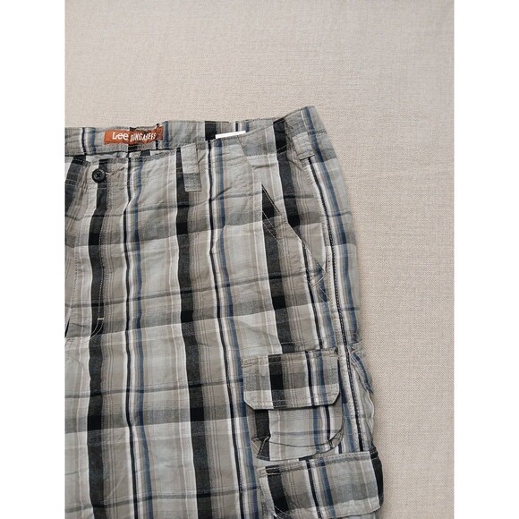 Lee Dungarees Cargo Short Men’s 40 Plaid Brown Blue Black Hiking Outdoor Shorts - Picture 7 of 13